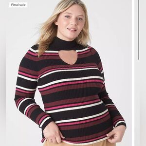 Keyhole Sweater with Pops of Pink